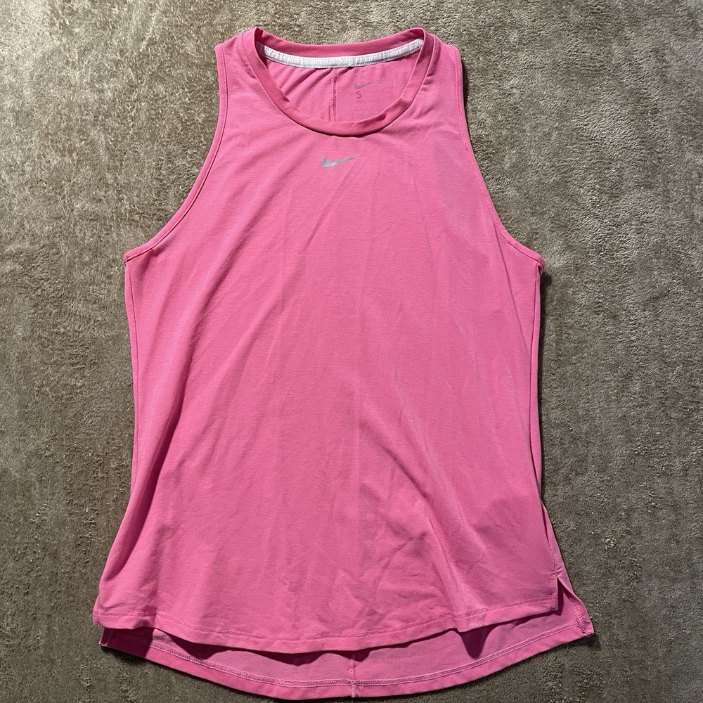 Nike Tank Top Womens Small Dri Fit Pink Middle Swoosh Racerback Shirt Active Run - Picture 4 of 5